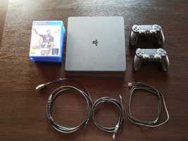 konsola PS4 slim 1TB + dwa pady, gry