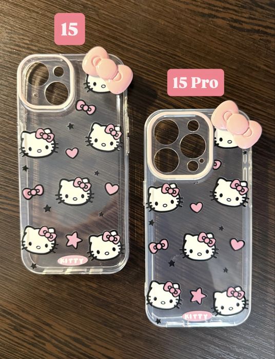 Чохол Hello Kitty iPhone 15, 15 pro, 16, 16 pro прозорий