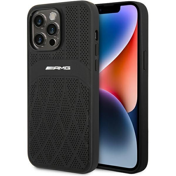 Etui Skórzane AMG dla iPhone 14 Pro Max 6,7" - Czarny