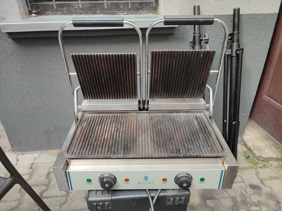 Grill kontaktowy - 2 x 1800 W ryflowany podgrzewacz do panini burgerów