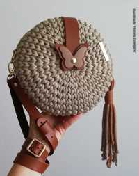 Crochet round bag, rękodzieło, handmade