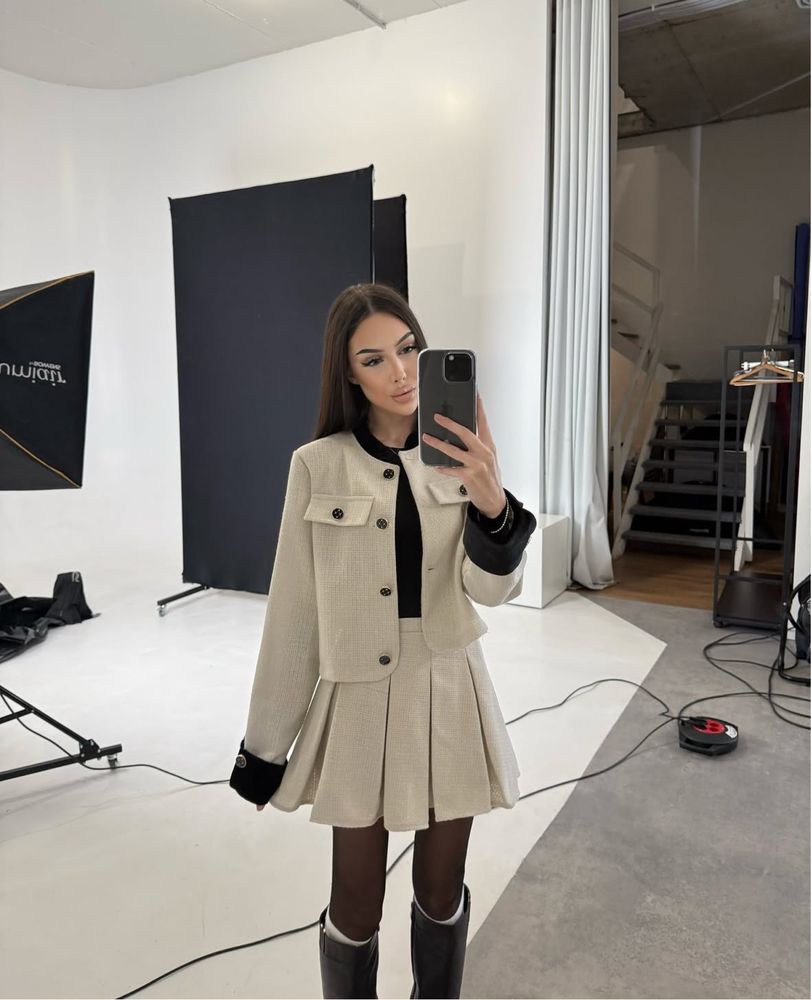 Твідовий костюм ivina boutique жакет піджак спідниця шорти
