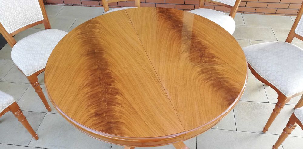 Stół rozkładany okrągły drewniany do krzesła  stolik stylowy
