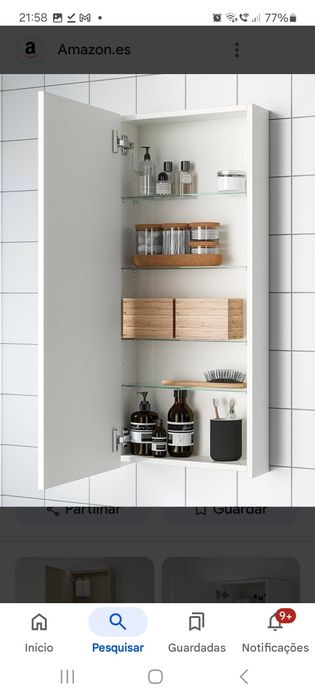 Armário de parede ikea, com parteleiras em vidro