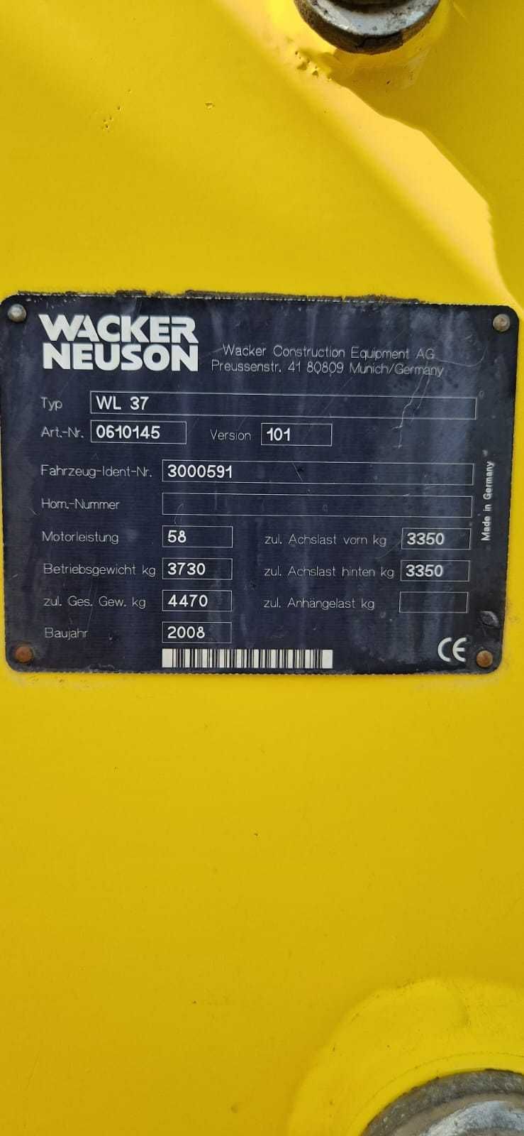Wacker Neuson WL 37 widły + łyżka joystick klima ładowarka kołowa