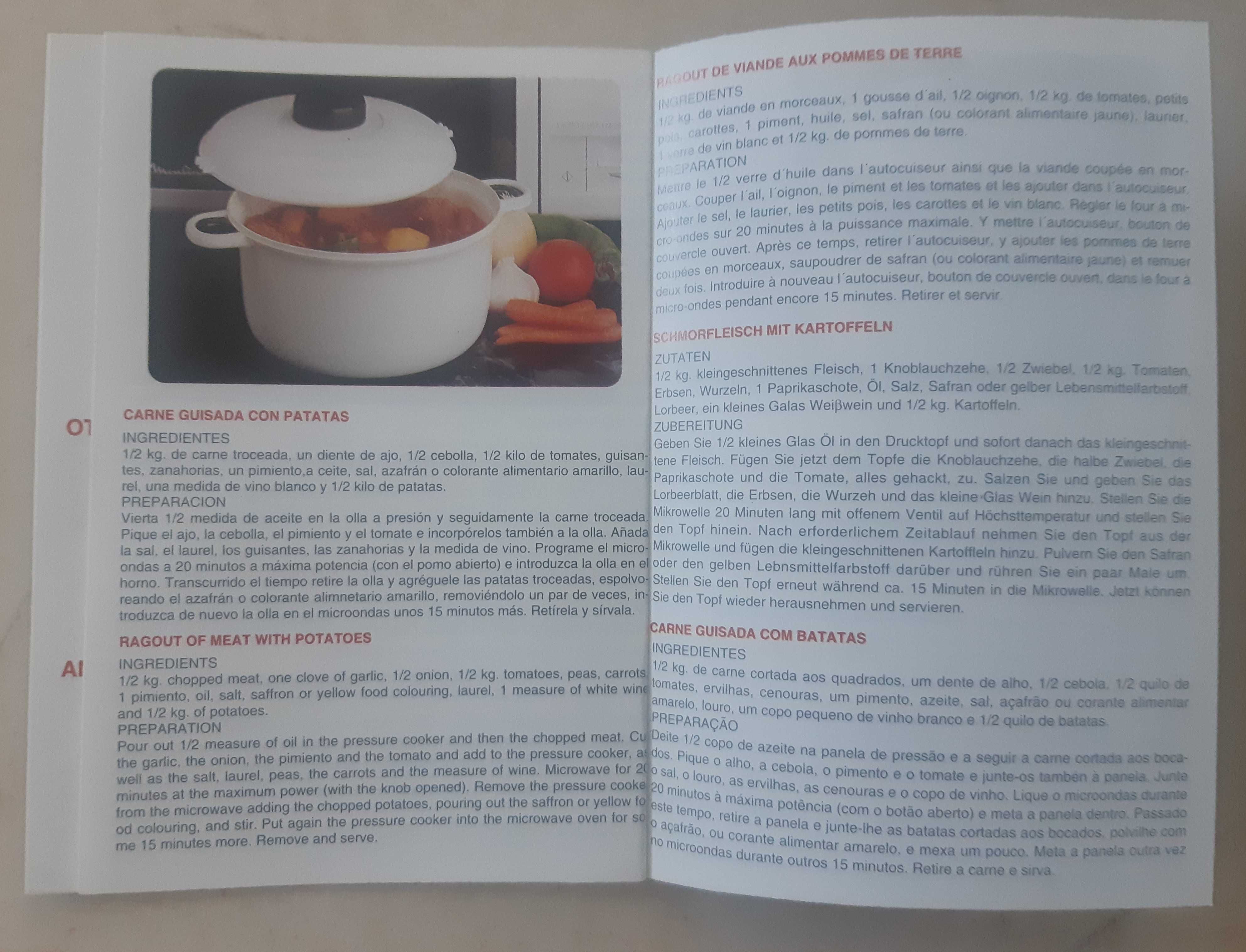 Panela para Cozinhar no Micro-ondas c/Manual de Instruções + Receitas