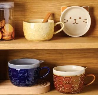 Kubek Kot Kotek ceramiczny z talerzykiem 350ml dla KOCIARY GRANATOWY