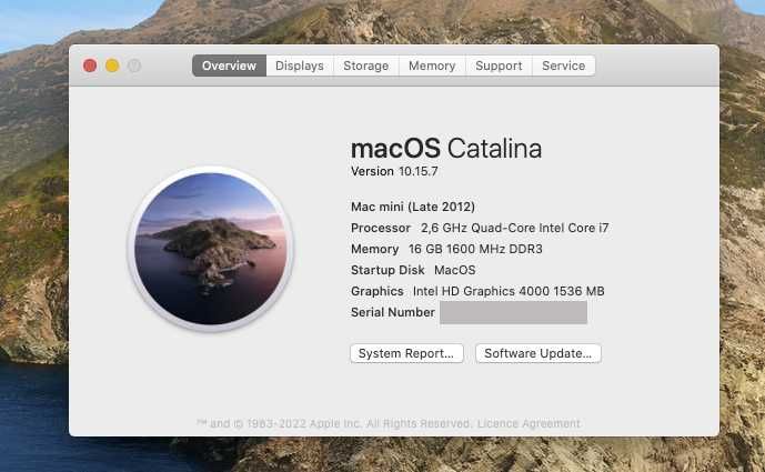 Apple Mac Mini Intel i7 2,6 GHz Quad-Core 16Mb RAM 500Gb SSD (2x256Gb)
