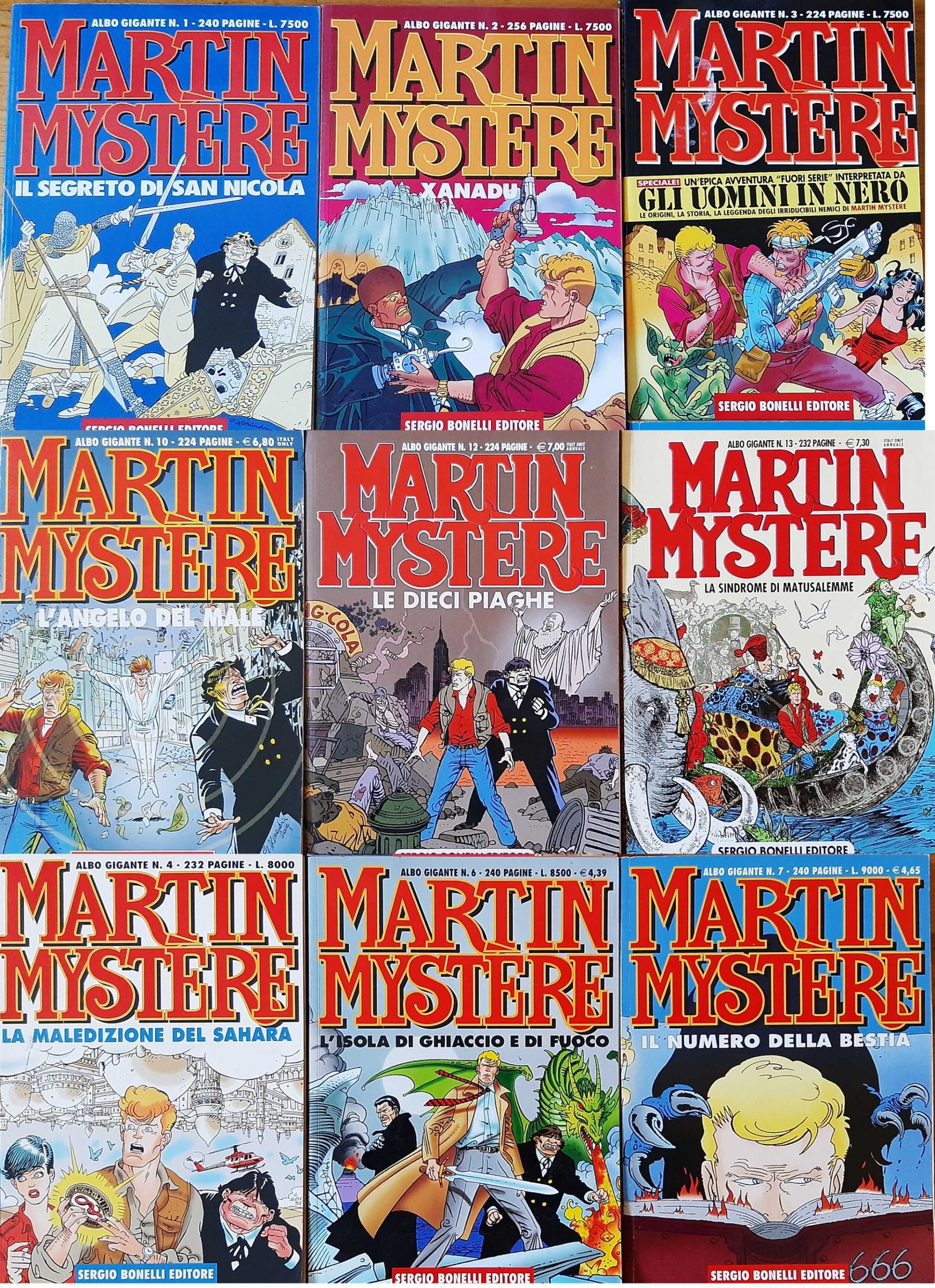 Lote de 9 álbuns do Martin Mystère Gigante, Speciale em italiano