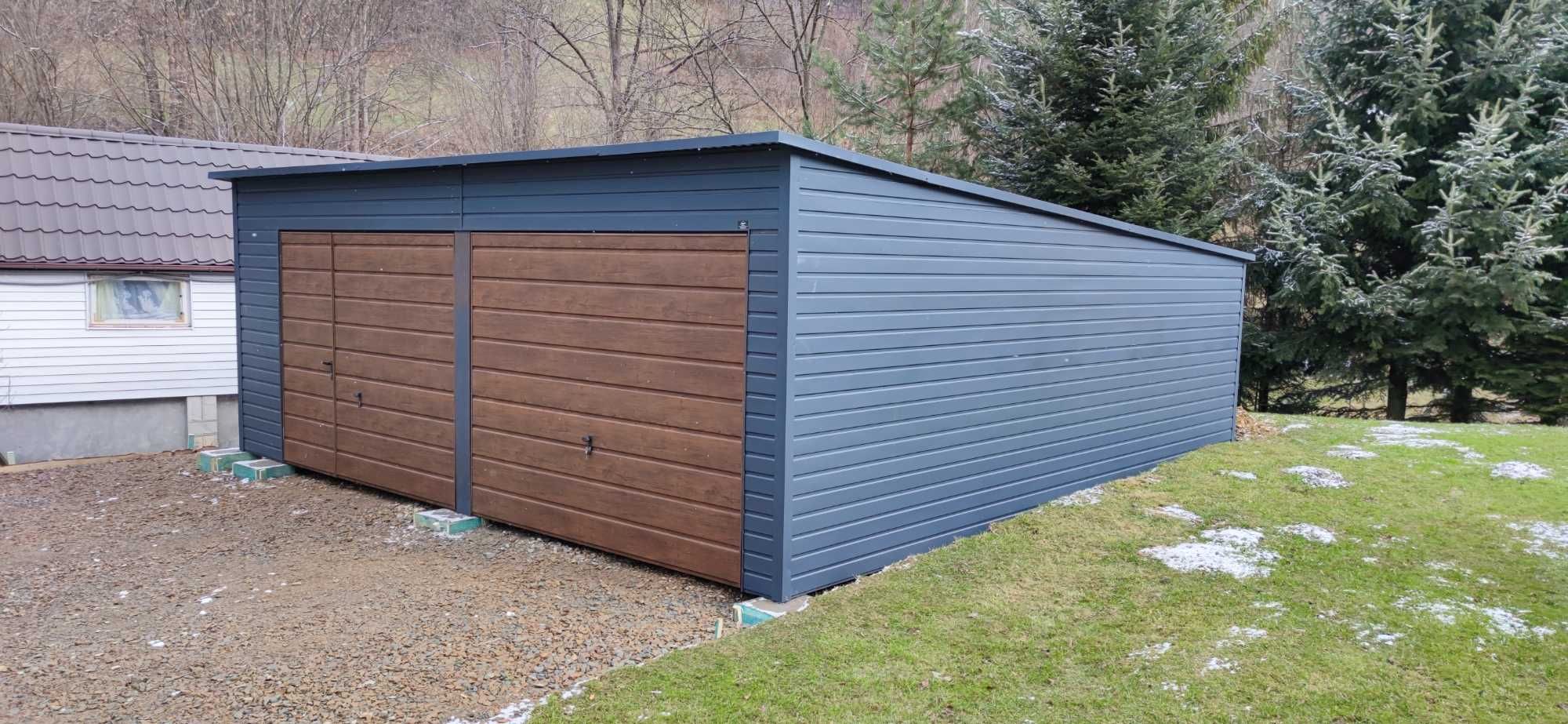 Nowoczesny Garaż  6x5.8 6x6 6x5 7x6 Złoty Dąb Orzech