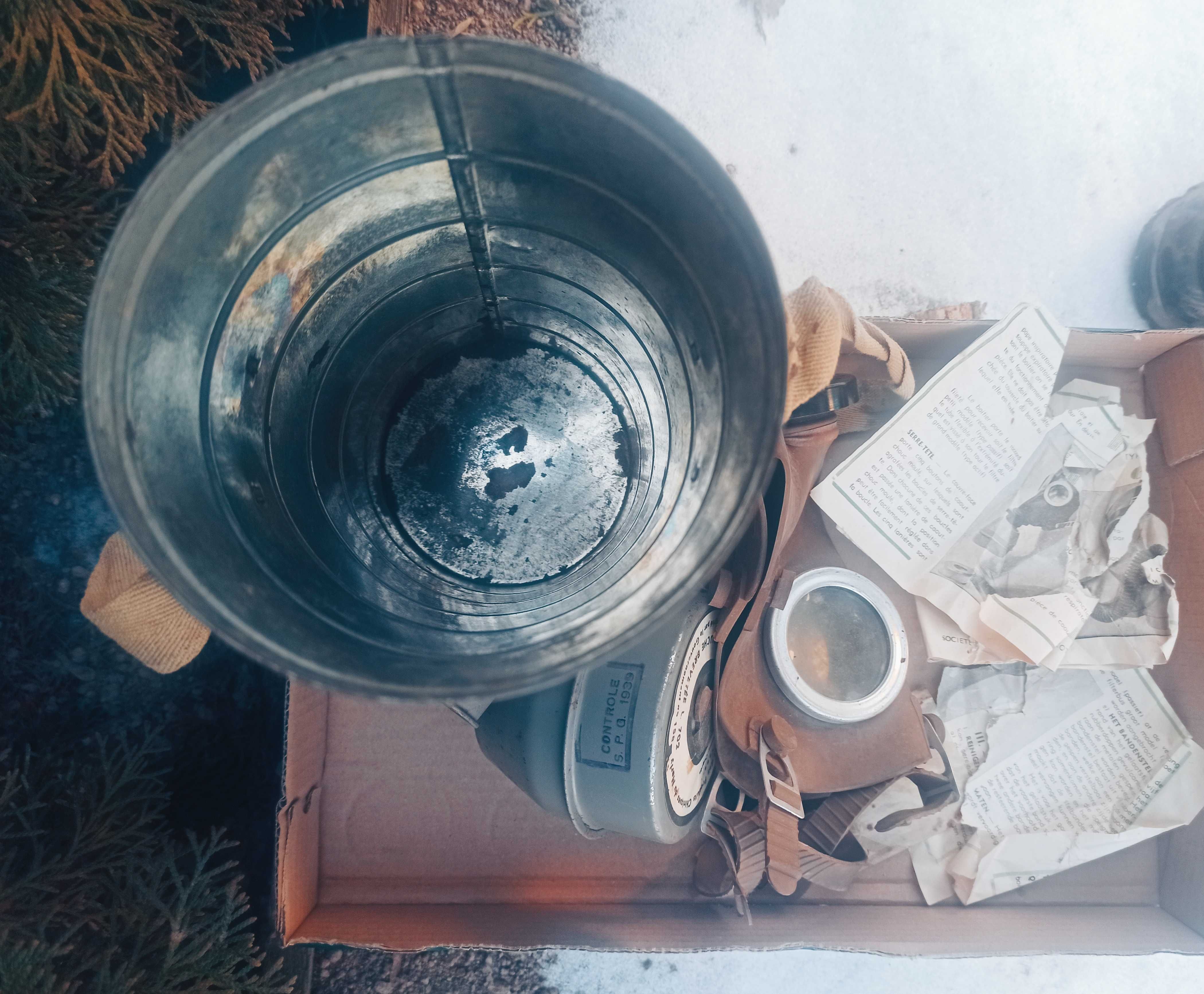 Maska gazowa 1939 r. Kompletna pojemnik instrukcja okular