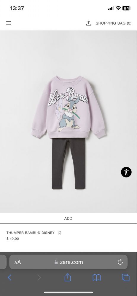 Костюмчик Zara thumper Bambi Disney