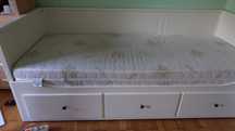 Leżanka z 3 szufladami łóżko Ikea Hemnes 200x80 materac fdm