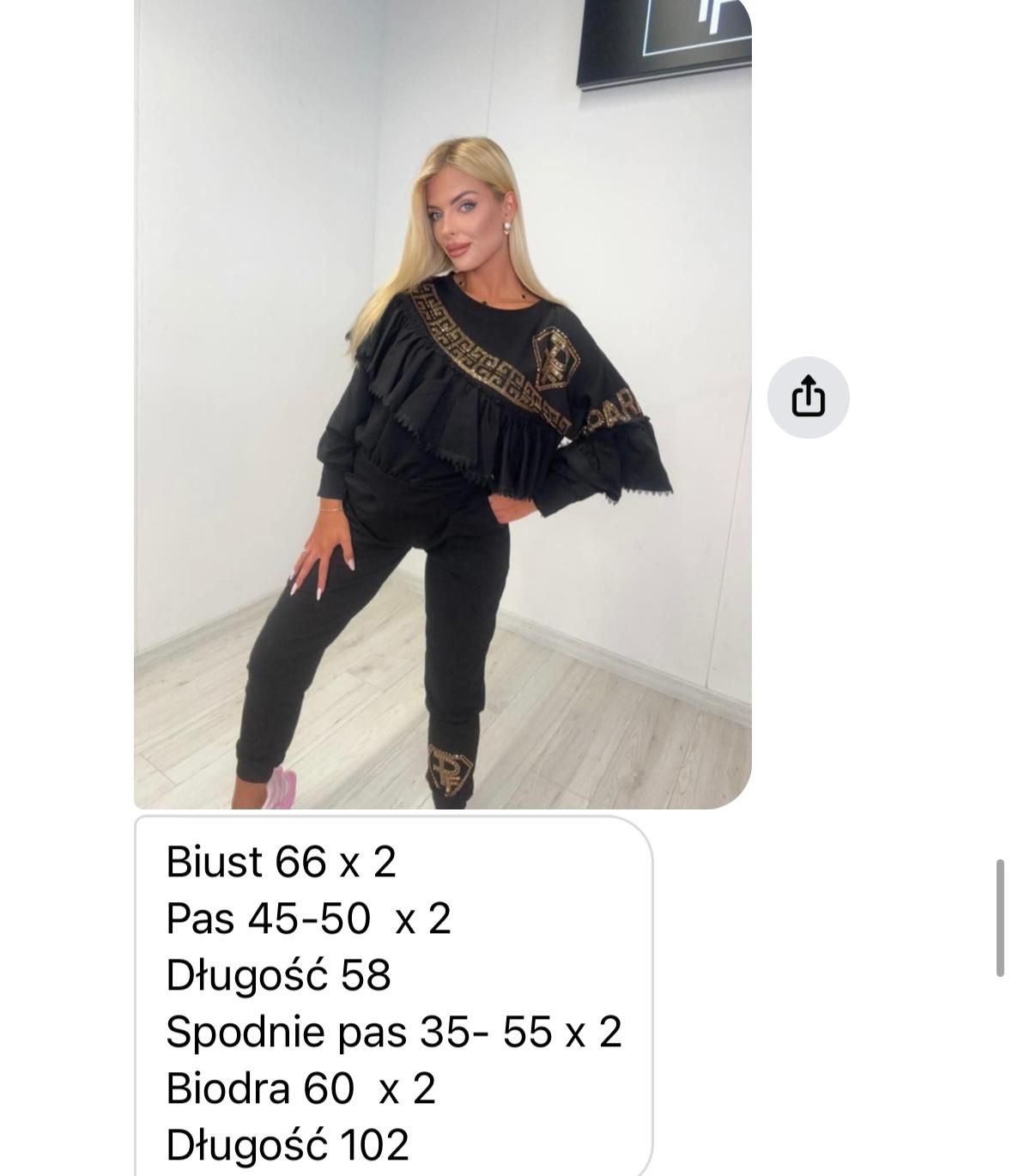Piękny dres z cyrkoniami dwa kolory falbana logo paparazzi