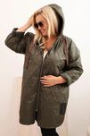 Kurtka damska Plus Size pikowana HOPE khaki kaptur XL–4XL
