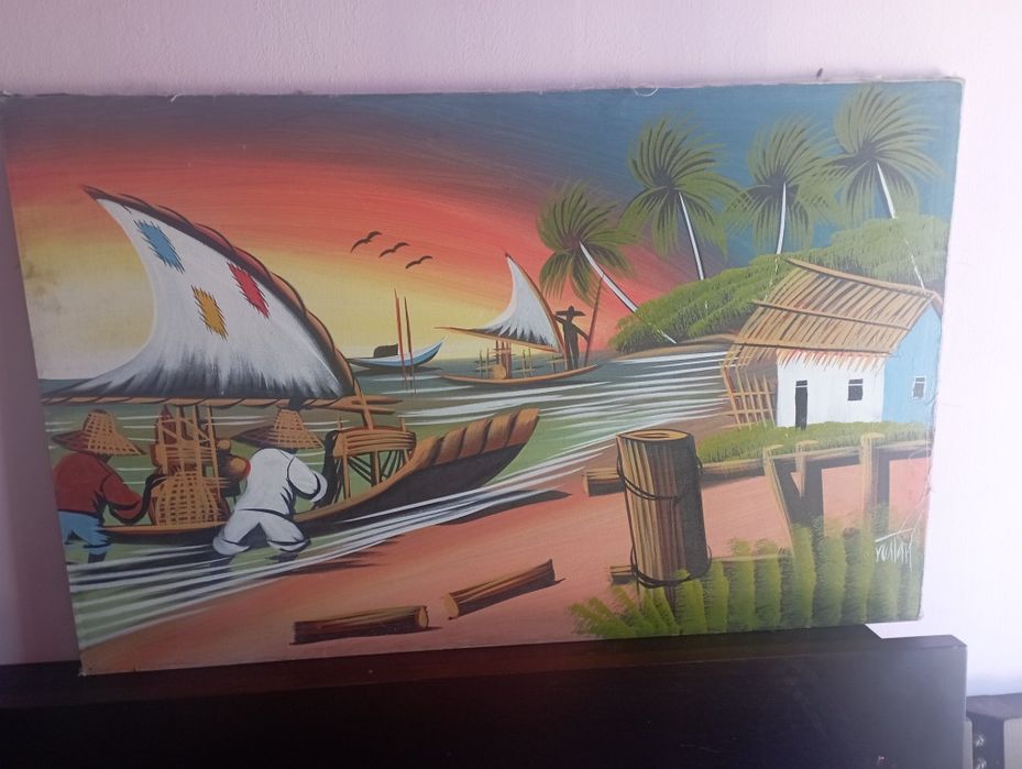 Pintura a óleo pintada a mão angolana