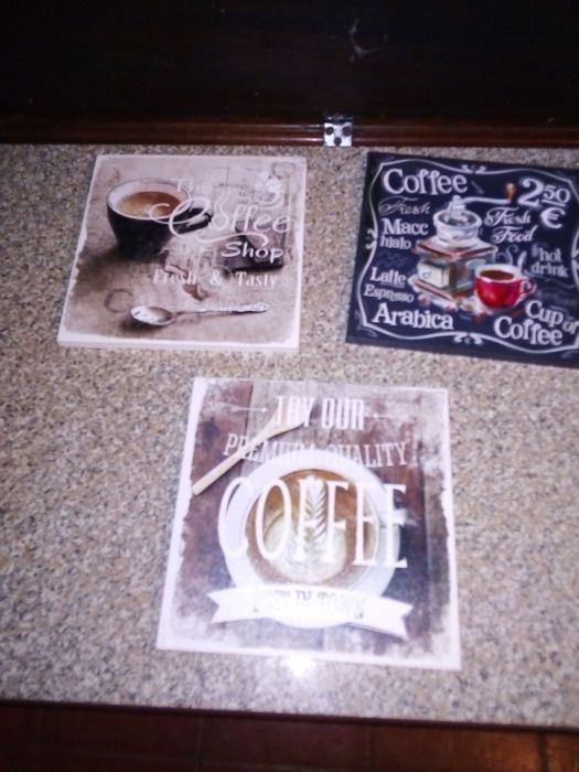 Conjunto de 3 Quadros de Café Decorativos