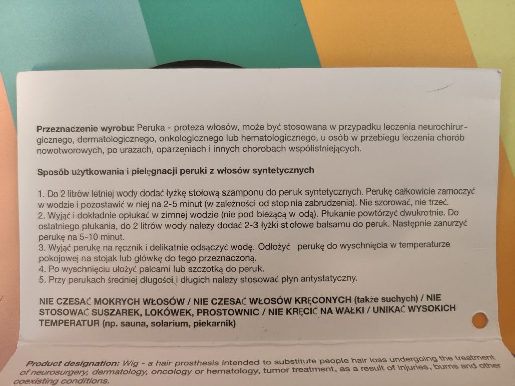 Peruka włos syntetyczny