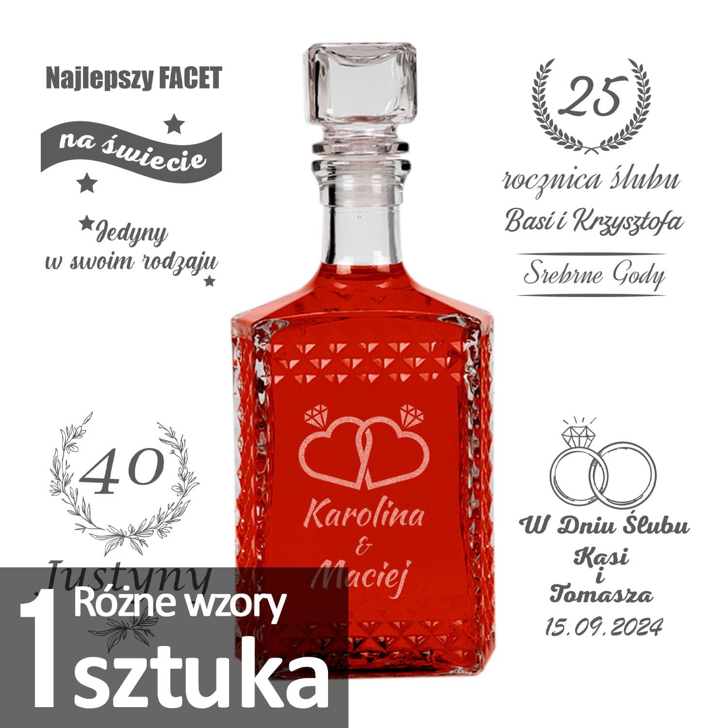 Butelka karafka 500 ml z korkiem szklanym + grawer