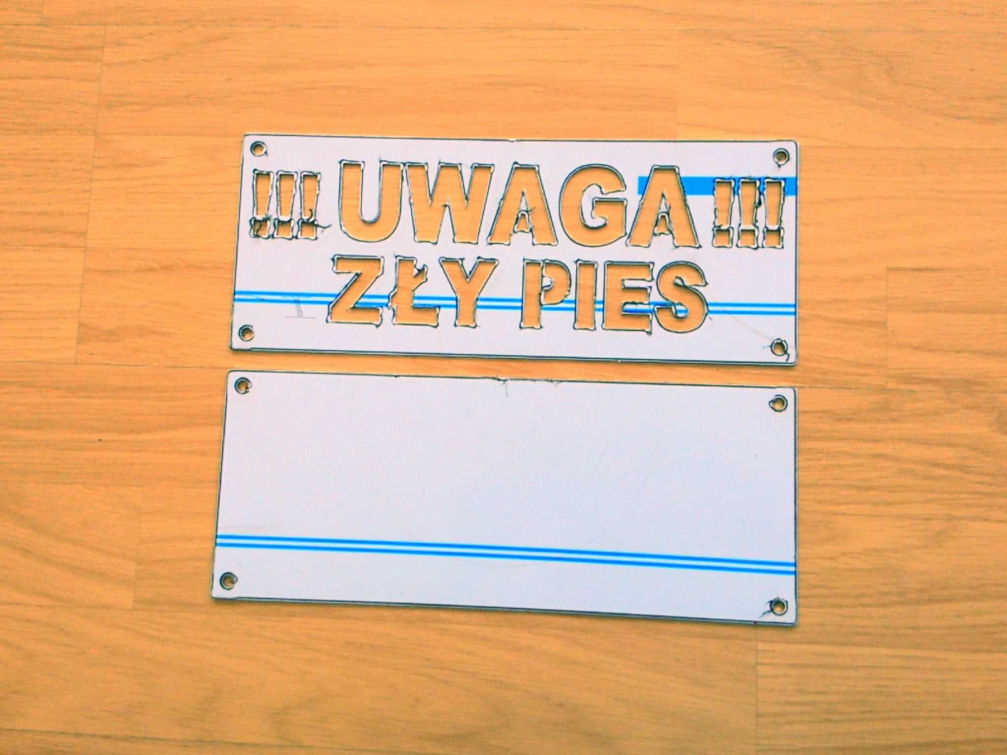 Tabliczka Uwaga Zły Pies Stal Inox 30x12cm Złe Psy Komplet