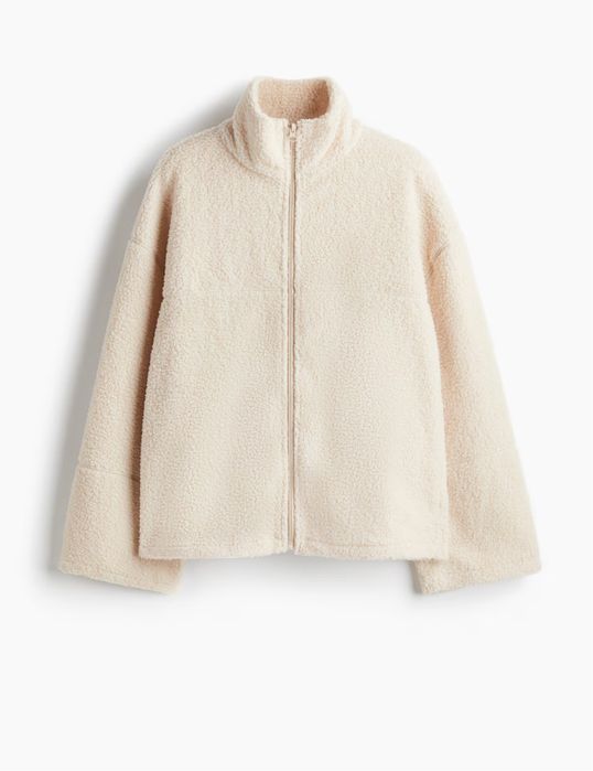 Светр молочний бежевий h&m зіп тедді