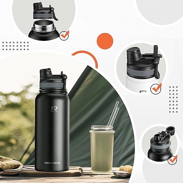 Bidon termiczny Rockbros rowerowy na napoje 530 ml - czarny