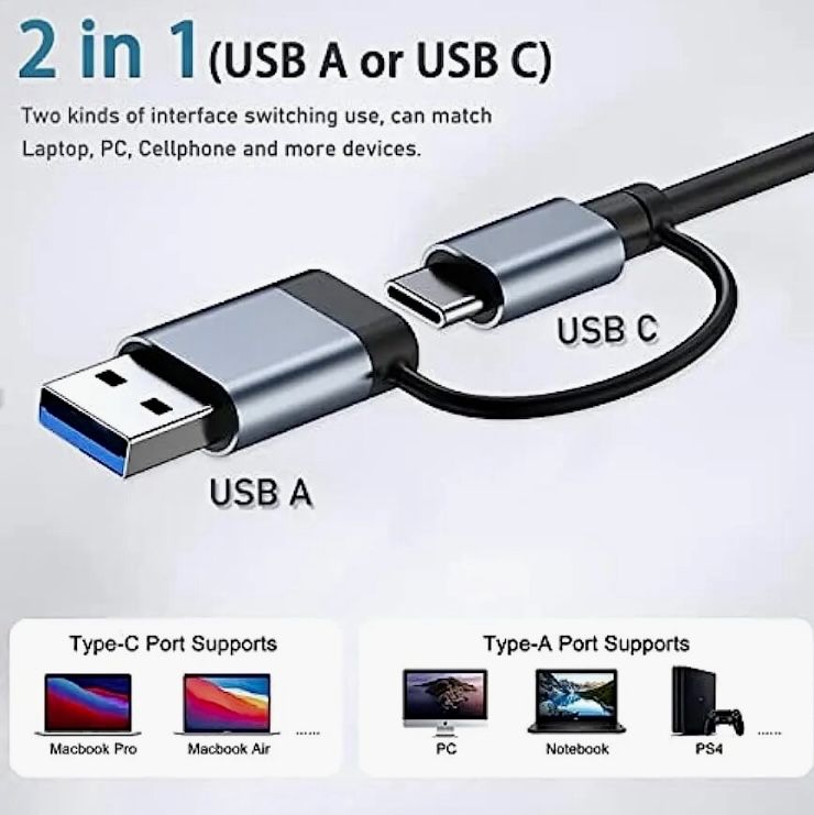 HUB 7-в-1 USB 3.1 Туре-С та 3,0 USB-A концентратор хаб | store 7733