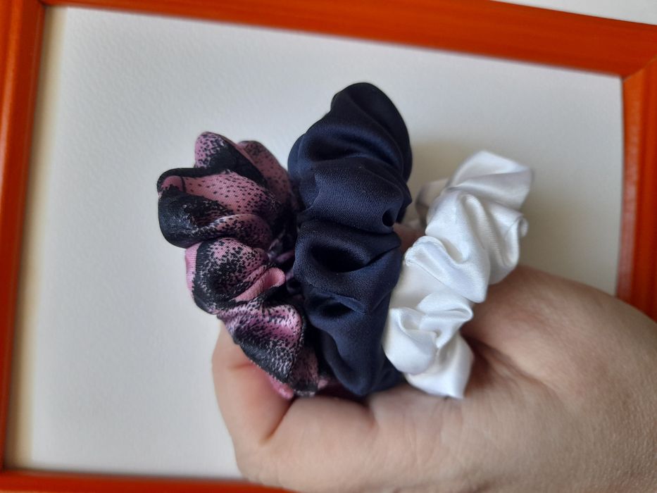 3 x jedwabna gumka do włosów scrunchie