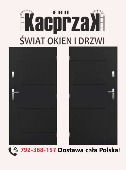 Drzwi KACPRZAK 90x200 Drzwi Zewnętrzne Swing Antracyt