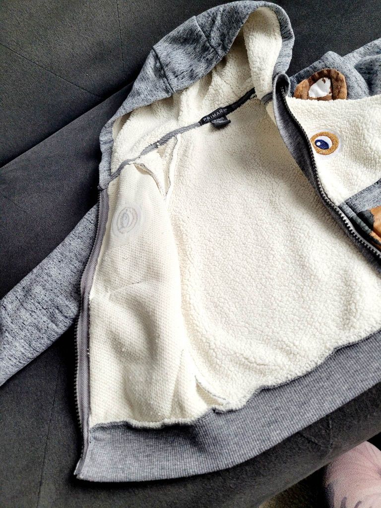 PRIMARK śliczna szara ciepła bluza na misiu 92