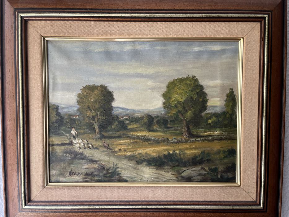 Pintura a oleo com moldura