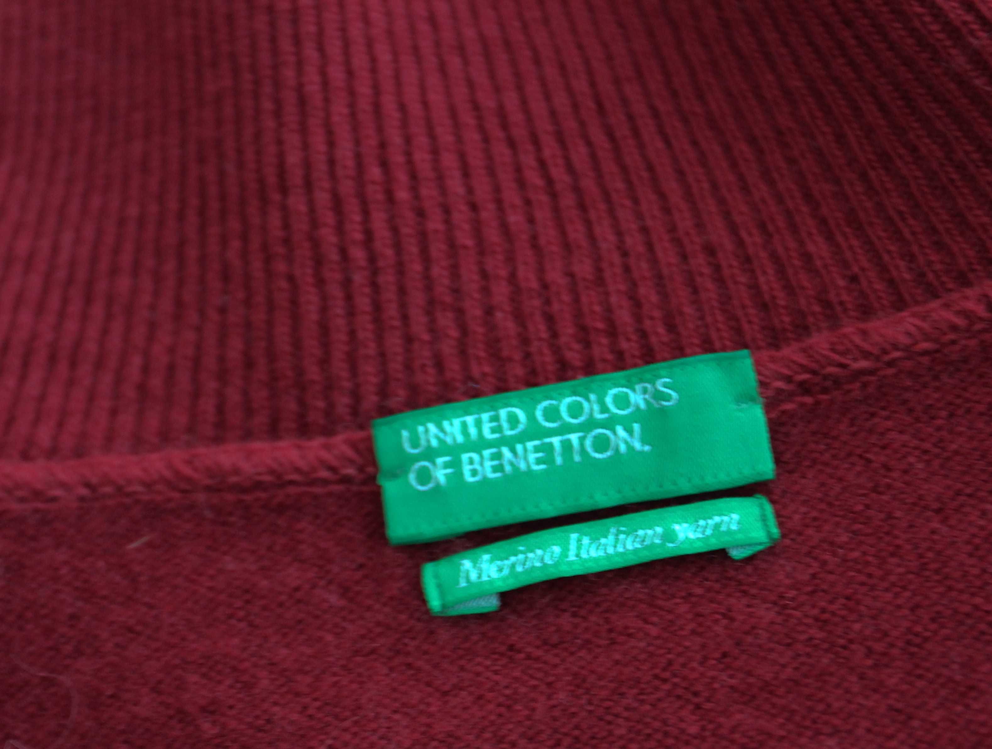 Benetton 100%merino pure new wool bez wad XL