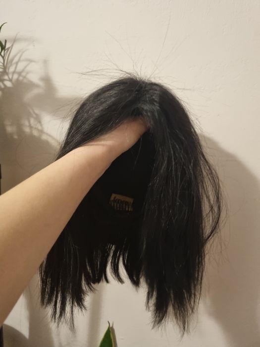 Peruka włosy naturalne ludzkie czarne włosy