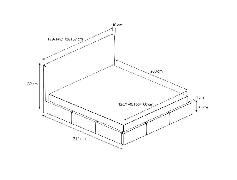 Lóżko tapicerowane KATIA + pojemnik, stelaż 90/120/140/160/180x200