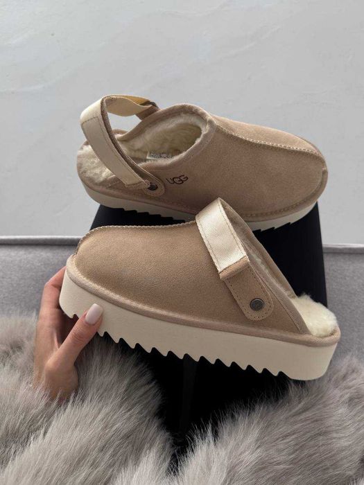 Угги Ugg Lanah Clog Platform Beige / Sand / Уггі Ланах Клог бежеві