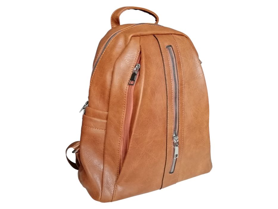 Plecak damski - miejski brązowy średni modny plecak na ramię