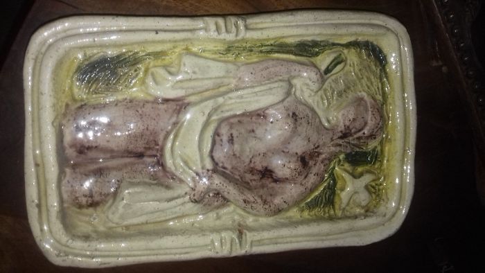 Plakietka kafel ceramika krakowska Flinowie sygnowana