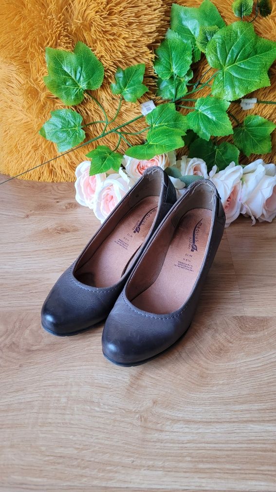Buty na obcasie szare niski szeroki obcas słupek Medicus rozmiar 38,5