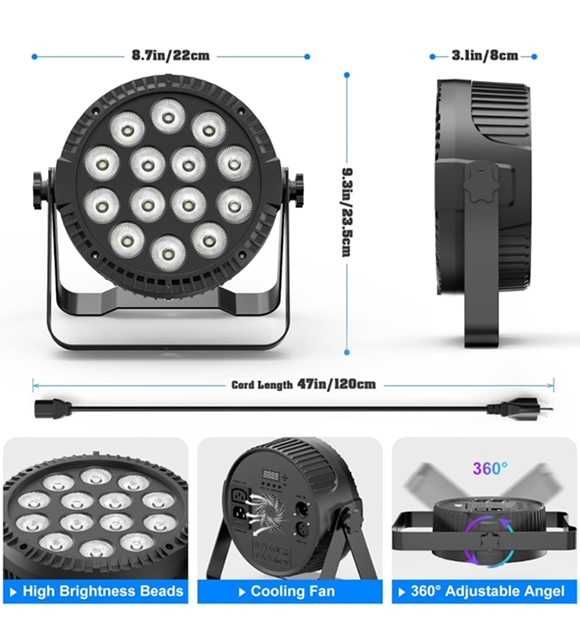 Oświetlenie sceniczne LED RGBW 4 w 1 - PAR LED - NOWY