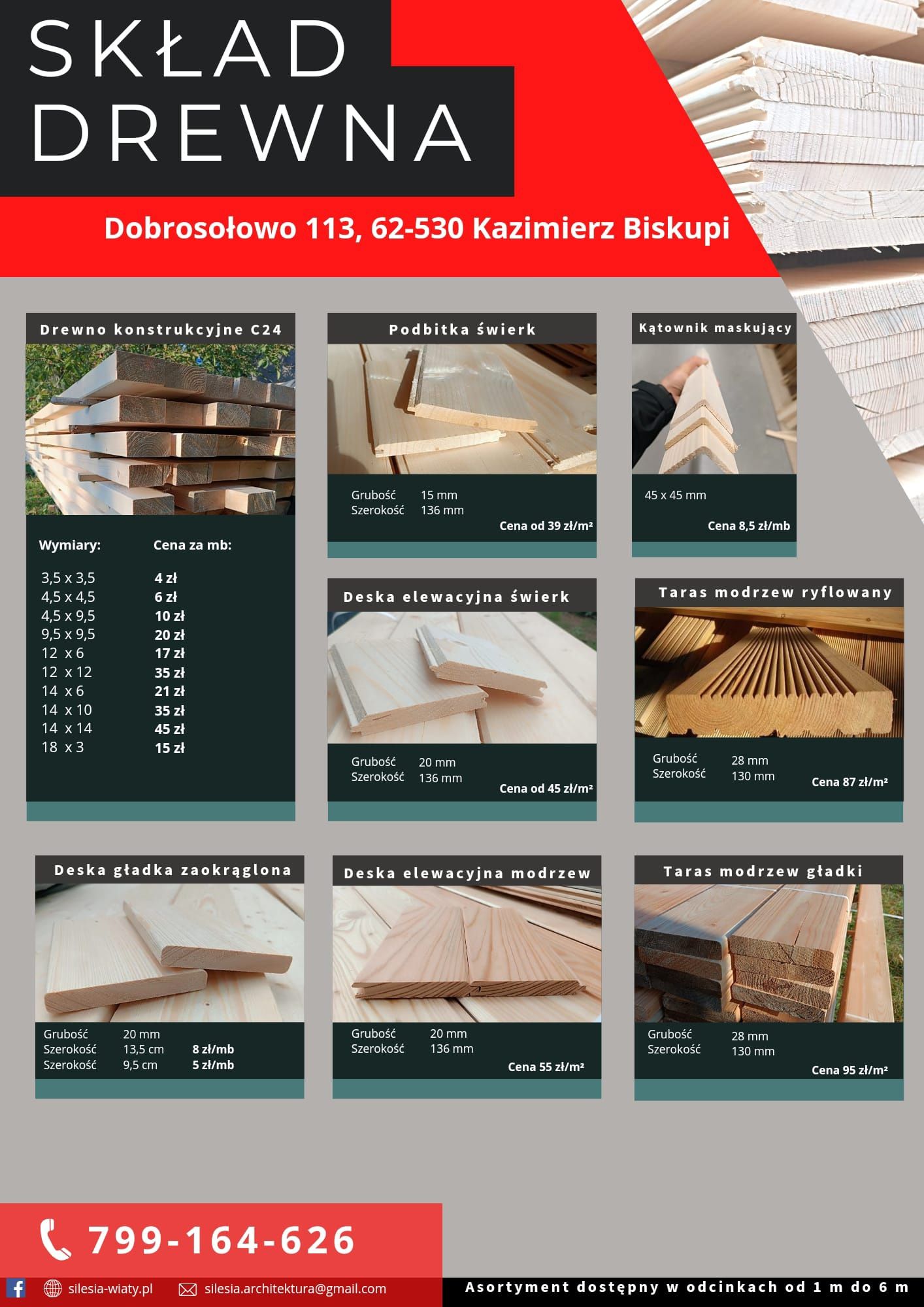 Kantówka 95x95, 10x10 drewno konstrukcyjne c24