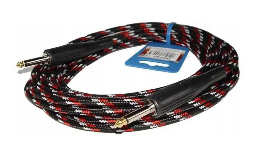 Kabel gitarowy 10m jack 6,3mm wtyk-wtyk bawełniany oplot