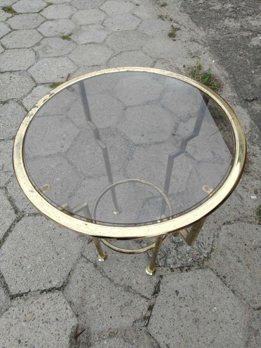 Stolik złoty szklany