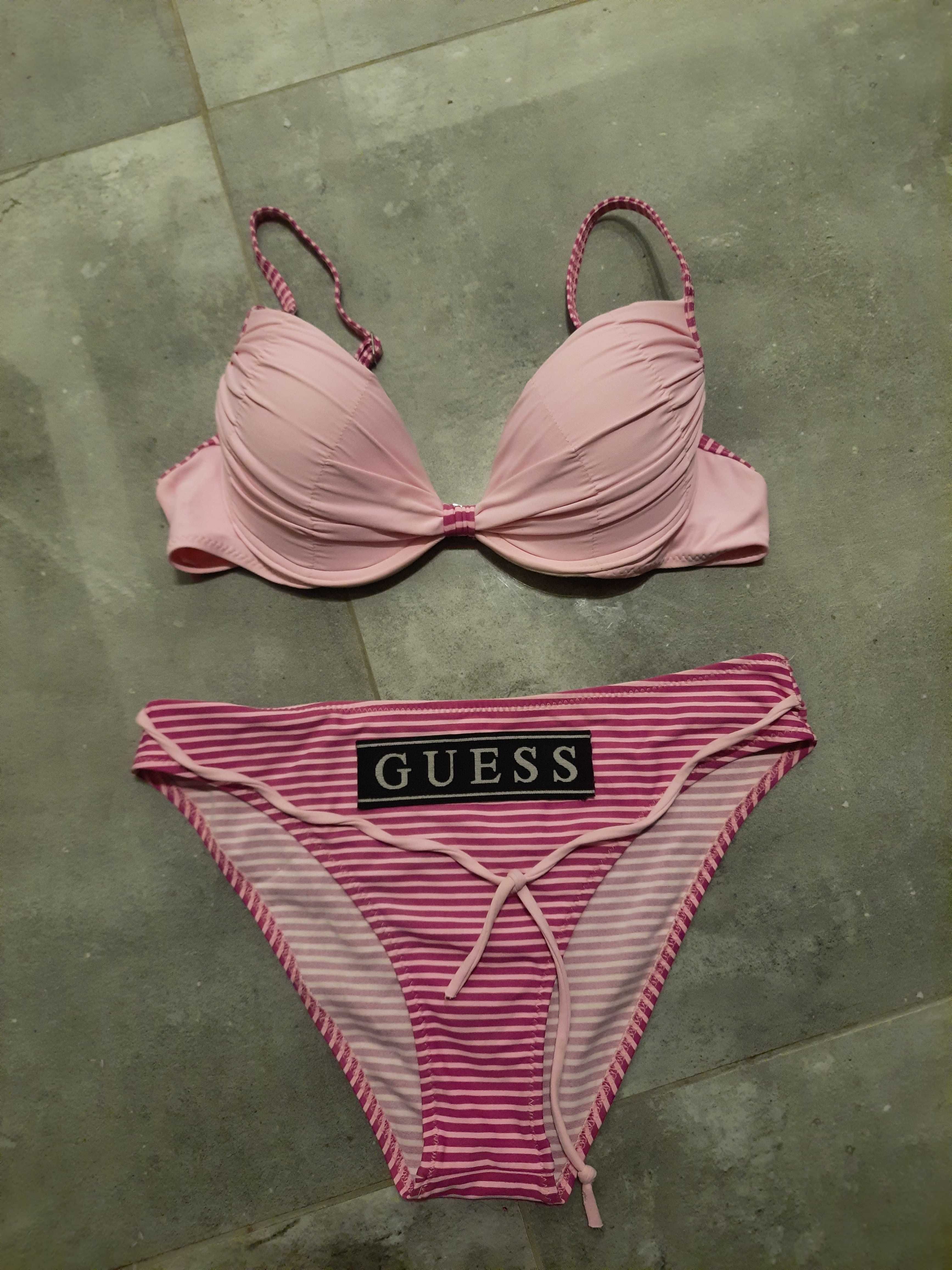 Stroj kapielowy kostium guess rozowy 40 L  75 c push up dwuczęściowy