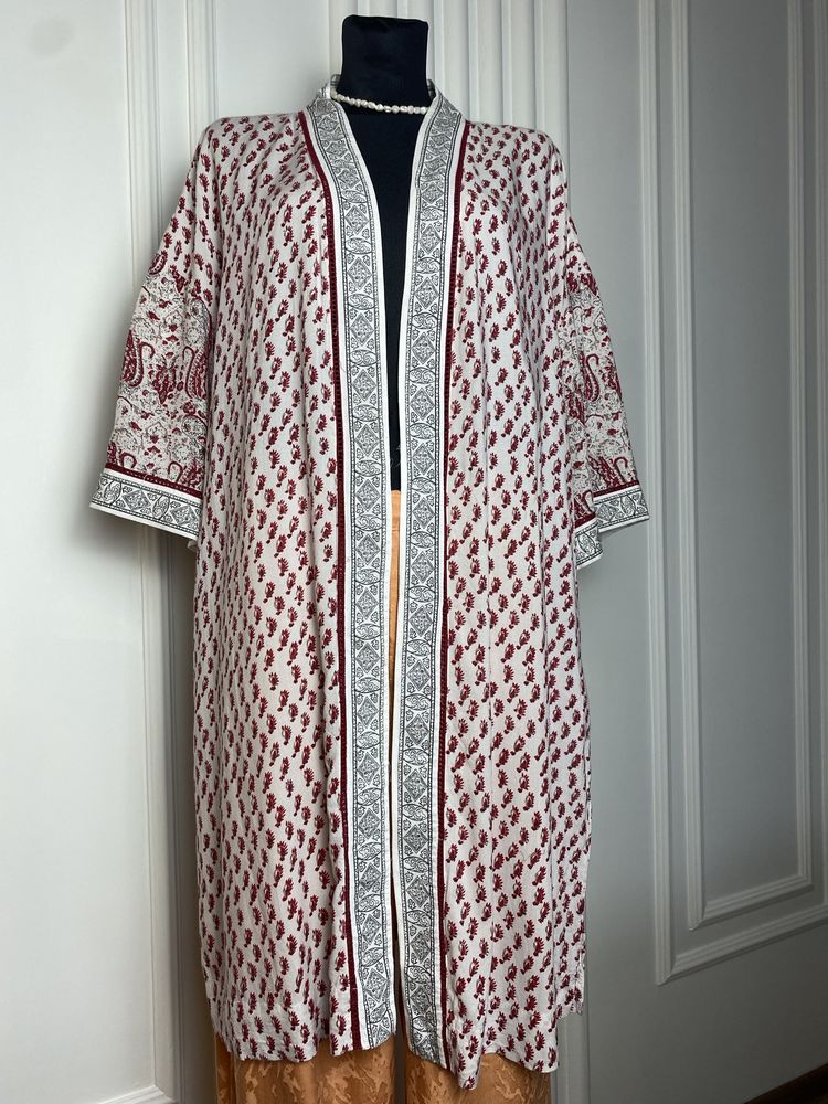 Narzutka damska długa XS/S Mango oversize  rękaw 3/4 we wzory