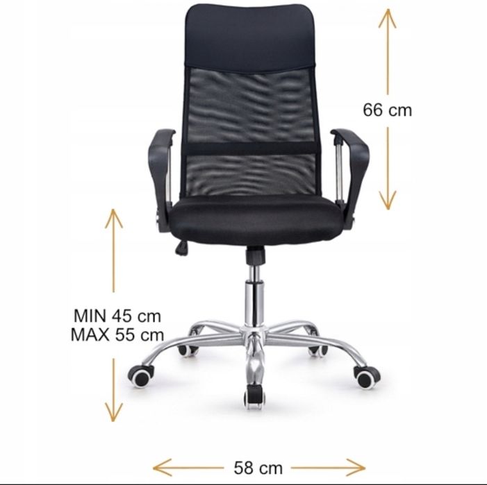 Fotel biurowy obrotowy czarny, regulowany, komfortowy,krzesło do pracy