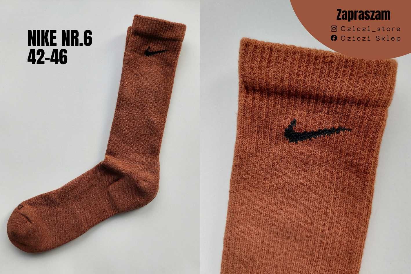 Brązowe skarpety NIKE oryginalne rozm. 42-46