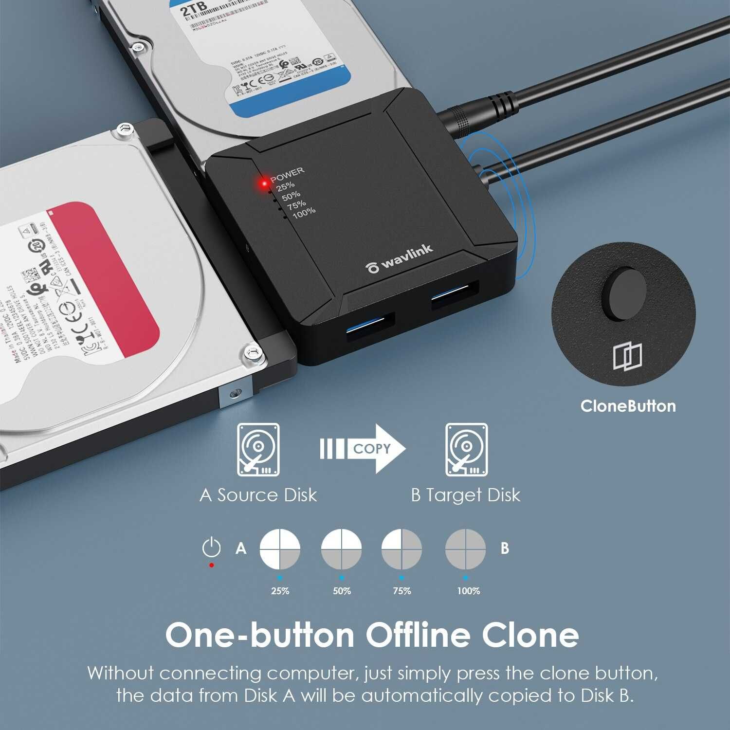 Адаптер докстанция USB 3.0 на SATA для подключения HDD и SDD 2,5"/3,5"