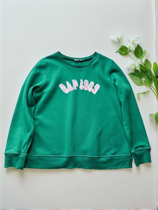 Zielona bluza GAP różowy napis jak nowa oversize