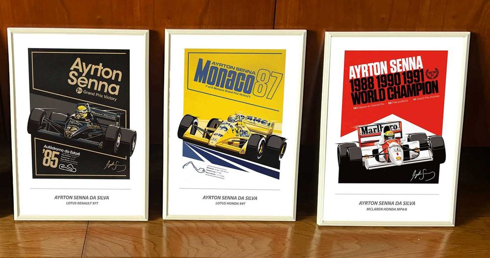 33 Quadros Ayrton Senna - vários tamanhos - NOVOS com moldura