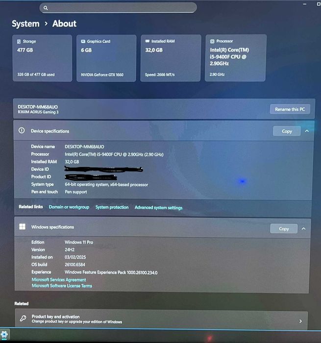 PC Gaming/i5-9400F/GTX 1660 6GB/32GB RAM/Caixa ASUS TUF GT30